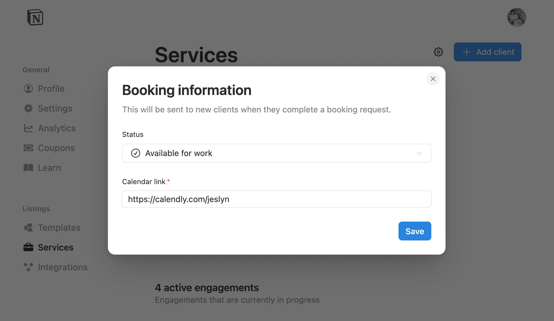 aide : lien de réservation sur la Marketplace