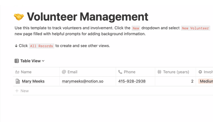 Image de produit de modèle de gestion des bénévoles