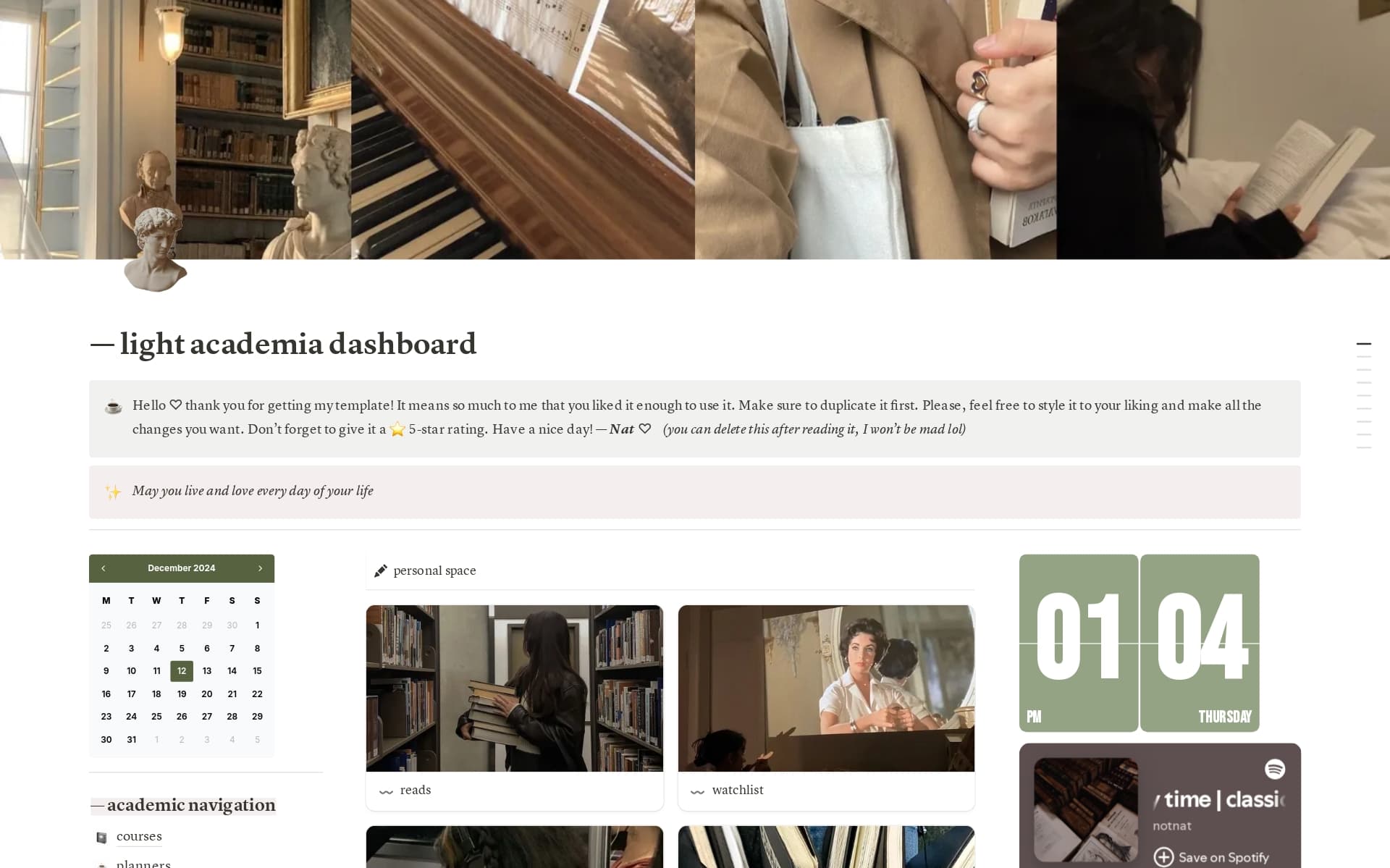 Screenshot of Soft & Chewy Templates for School collection by Notion