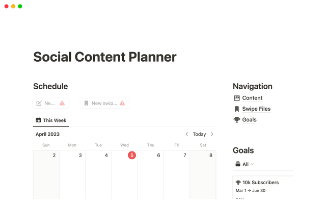 Notion Social Content Planner